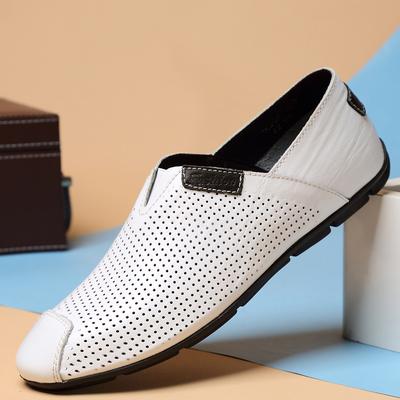Neue Herren-Loafer aus echtem Leder, stilvolles Design, Mokassins, bequeme Herren-Freizeitschuhe zum Hineinschlüpfen, hohle, atmungsaktive Herren-Fahr-Flats