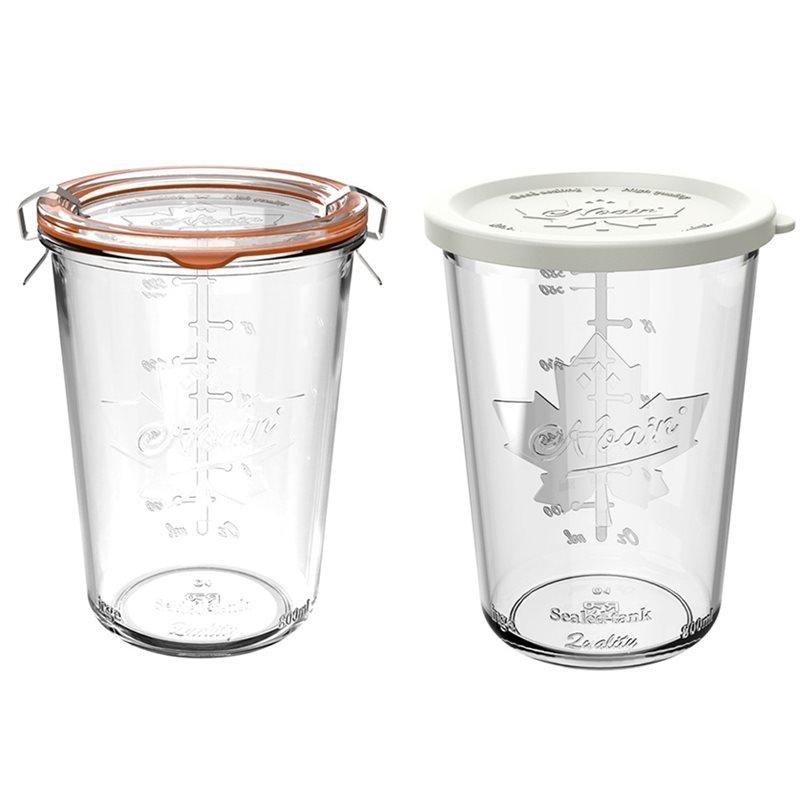 Premium-Canning Jars 2-Pack 27 Oz 800ML Wide-Mouth Glass Storage Containers Airtight For Sourdough