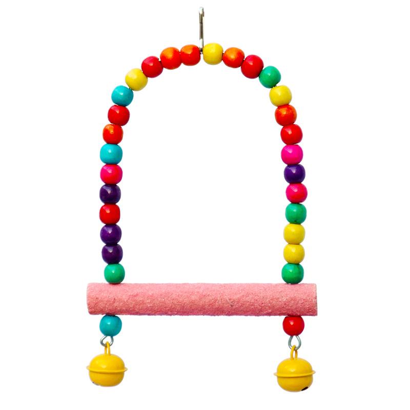 Colorful Frosting Pet Parrot Swing toys Stand Rack Squirrel Bird Branch Perches Chew Bite Toys with bell Birds Cage Acce