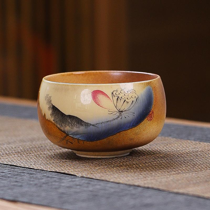 1 Stück Teemeister-Teetasse im chinesischen Stil, Imitation brennendes Brennholz, Keramik-Haushaltsteetasse, einfacher Retro-Stil, Teetasse, persönliche Teeschale