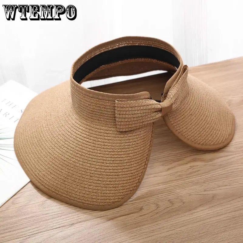 WTEMPO Women Summer Visors Caps Foldable Sun Hat Wide Large Brim Beach Hats Straw Hat Chape Femme Beach UV Protection Cap