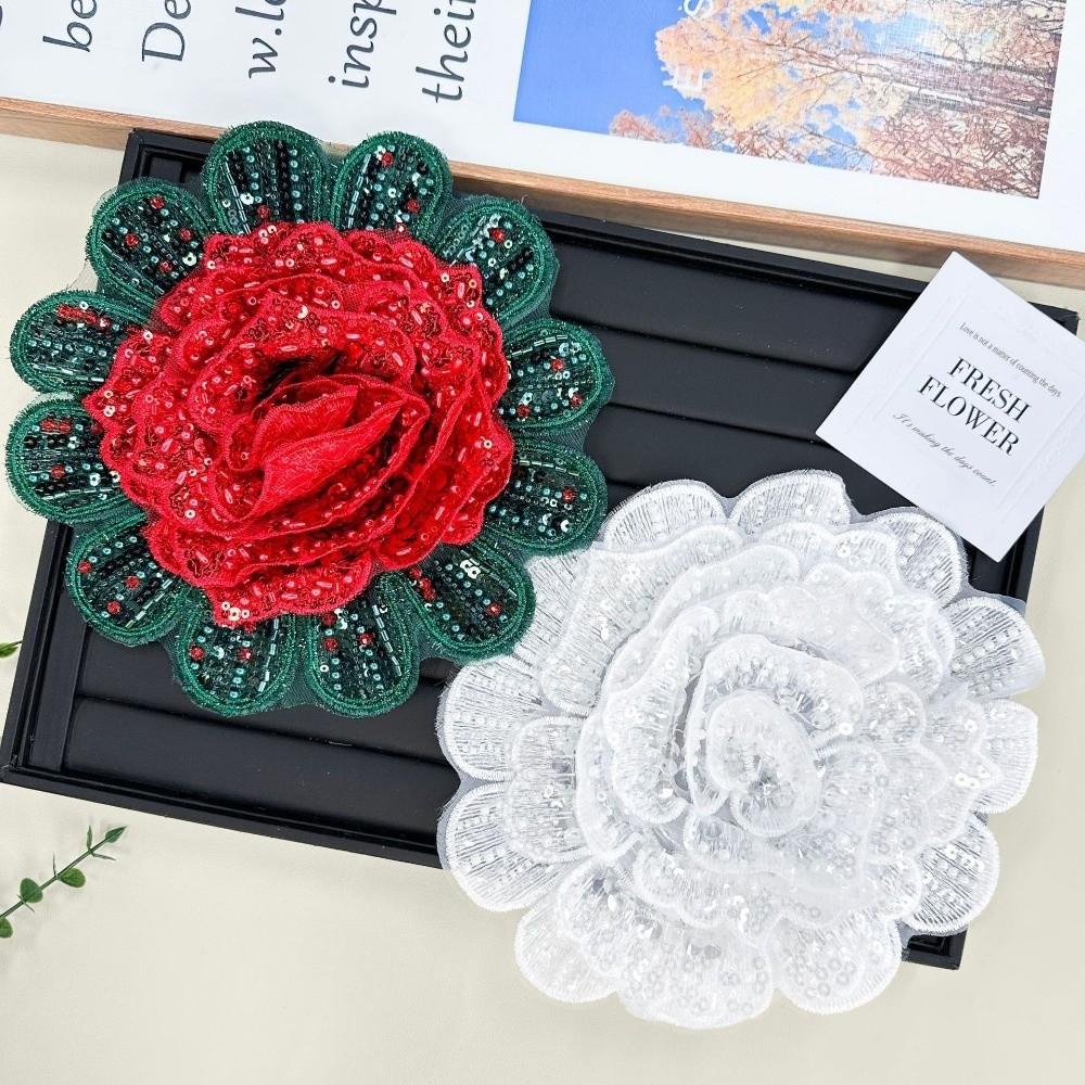 Full Diamond Rose-Shaped Patch Heavy-Duty Large Flower Applique Skirt Corsage Patch Cloth