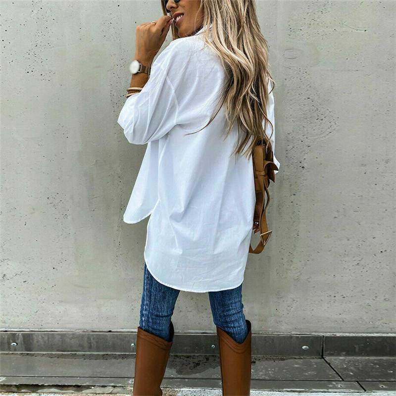 Women Long Sleeve Casual Blouse Tops Loose Button Baggy Shirt