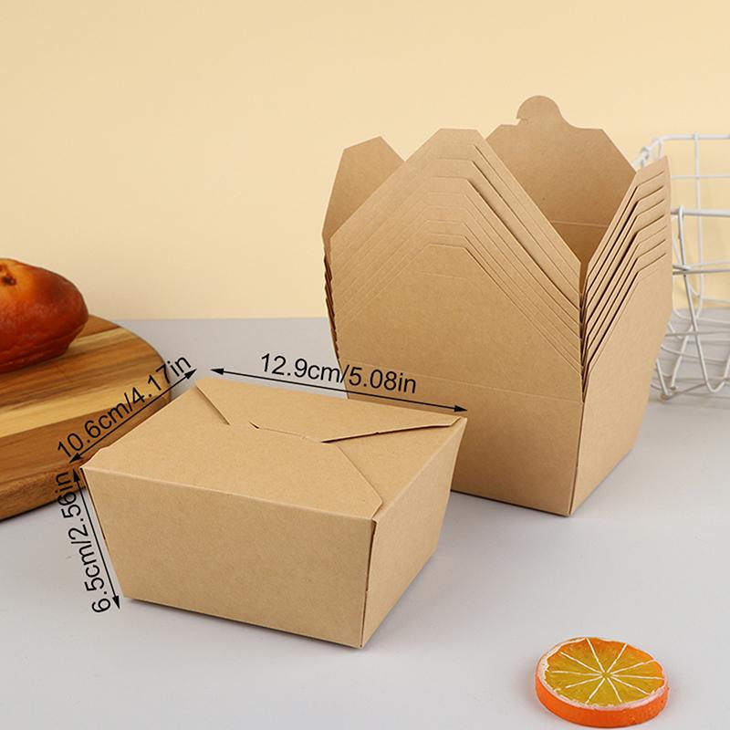 

10 шт. Одноразовая коробка для фаст-фуда Утолщенная крафт-бумага Складная упаковочная коробка Бенто Торт Мясо-гриль Салат Контейнер для еды Для Рест