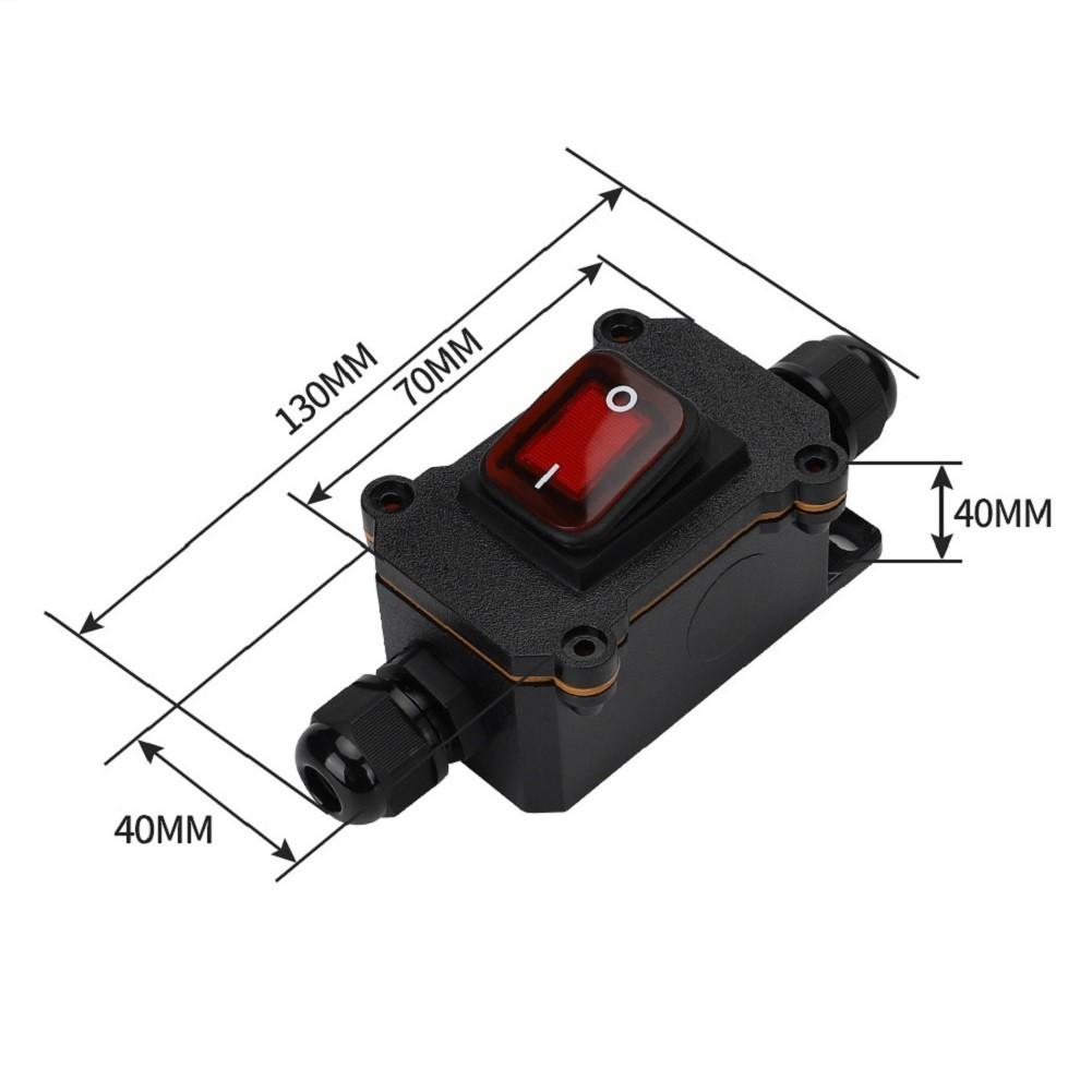 220V Waterproof Switch 24V 4 Feet 2 Gears IP65 Red With Light