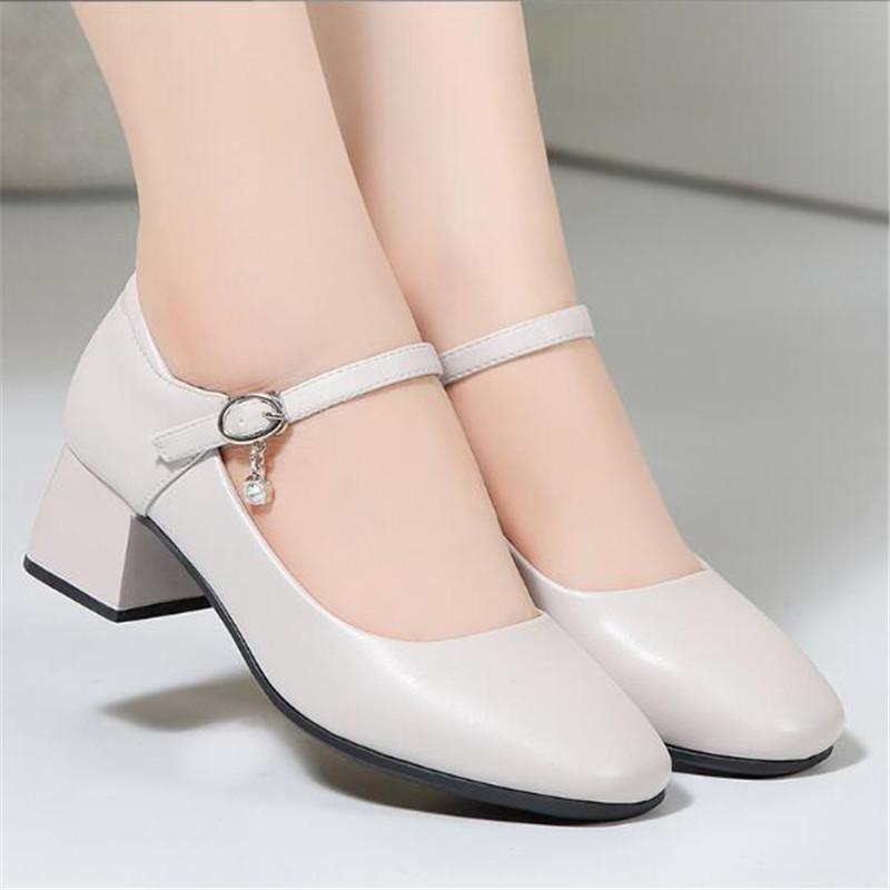 Women's Shoes Women Platform Pumps 2025 Autumn Thick Heeled Ankle Straps Party Women Shoes Shallow Mouth Mothers Shoes