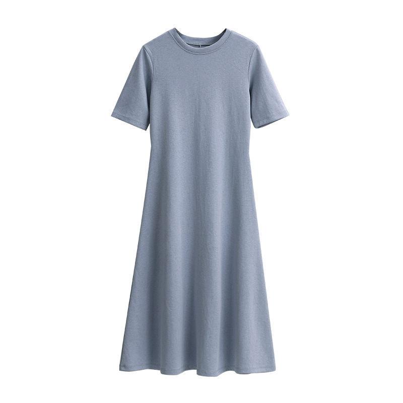 New summer women's clothing short-sleeved slim-fitting and thin bottoming dress, long dress inside, women's high-waisted A-shaped skirt