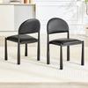 Set of 2 Modern Dining Chairs, Upholstered Chair with Semi-Circular Backrest, PU Leather & Metal Legs, Chairs Only Included, No Table, 80cm High