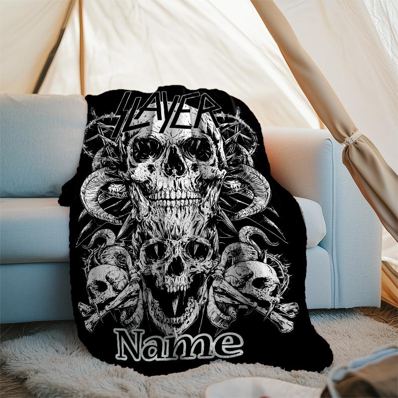 Personalized Custom Name Blanket - Slayer Logo Print Design,Blanket for Sofa,Bed,Travel,Camping - Soft and Warm, Great Gift