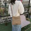 Chic Handmade Paper Straw Crossbody Bag Solid Color Zipper Closure Shoulder Messenger Bags for Women Summer Beach Urban Outings
