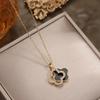 Cross-Border Light Luxury Double-Layer Clover Diamond Necklace - Women's Niche Design Titanium Steel