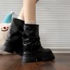 Fashion Platform Thick Bottom Women Ankle Boots Fashion Belt Buckle Shoes 2025 Autumn Winter Female Slip On Short Booties