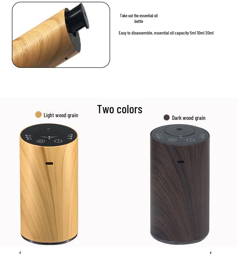 Wood Grain Aroma Diffuser: Long-Lasting Mist for Office, Car, or Bathroom Freshening.
