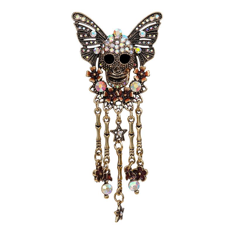 

New Demon Diablo Skull Tassel Brooch Retro Horror Decoration Men s and Women s Accessories Medieval Corsage