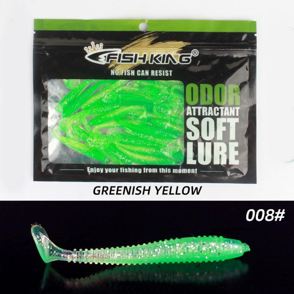 

30PCS 10 Colors T Tail Soft Lure 6.5cm Capuchin Maggot Bait Accessories Fishing Worm Bait Outdoor зелёный