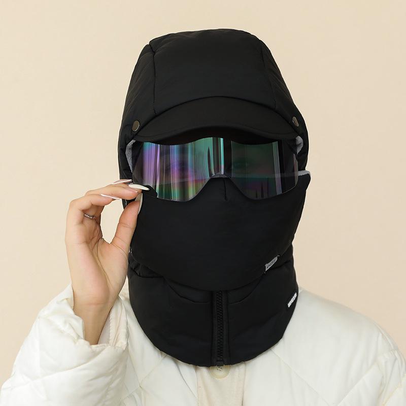 Winter Solid Color Windproof Lei Feng Hat & Scarf: Integrated Cycling Ear Protection & Warmth