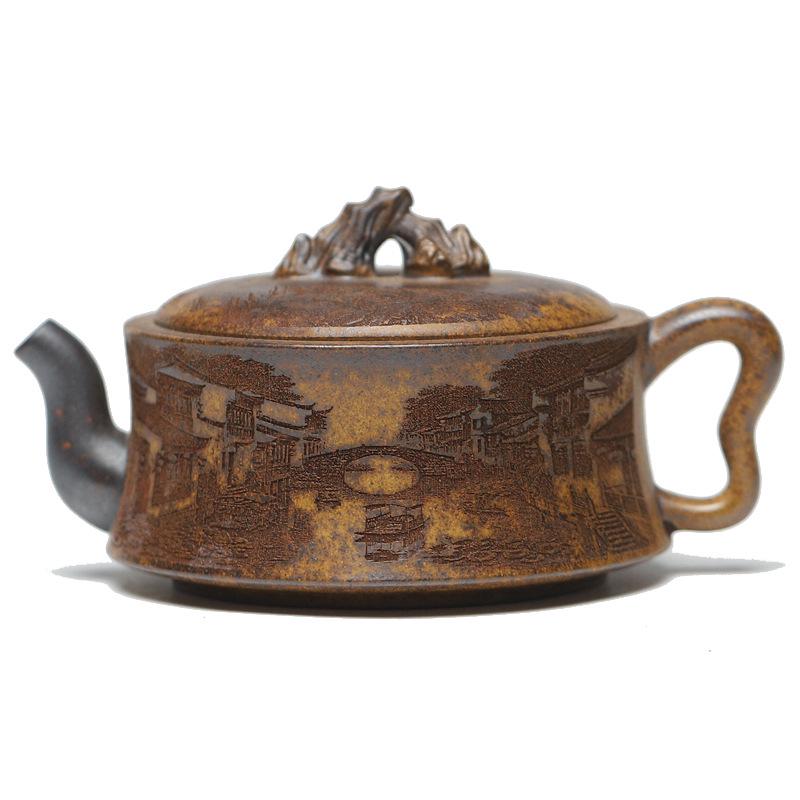 

Dragon Bone Gold Sand Zisha Teapot - Yixing High-Temp Original Ore, Spirit Stone Kung Fu Tea Set