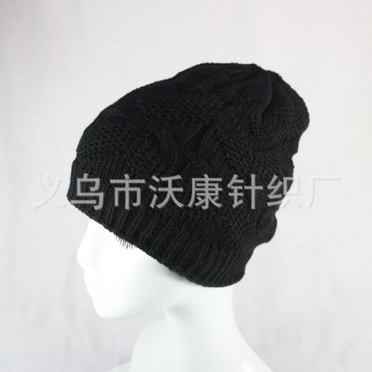 Autumn and winter new velvet black knitted hat men's cold-proof and warm ear protection wool hat women's outdoor cold hat