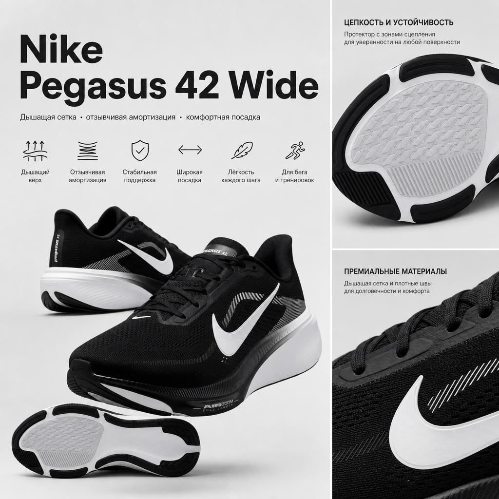 Nike Pegasus 42 Wide Black Photon Dust Men Sneakers White IR1228-001