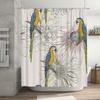 Modern Floral Bird Print Shower Curtain for Bathroom Decorations White Flower Pattern with Parrots Set Includes Rod Hooks