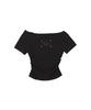 Eonibeu Shirring Lettering T-Shirt Black