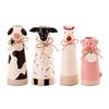Healing Pastoral Style Gift Resin Cute Animal Vase, Farmhouse Decorative Flower Holder for Home Hand Carved Ornaments Office Decor, Pig/Cow/Sheep