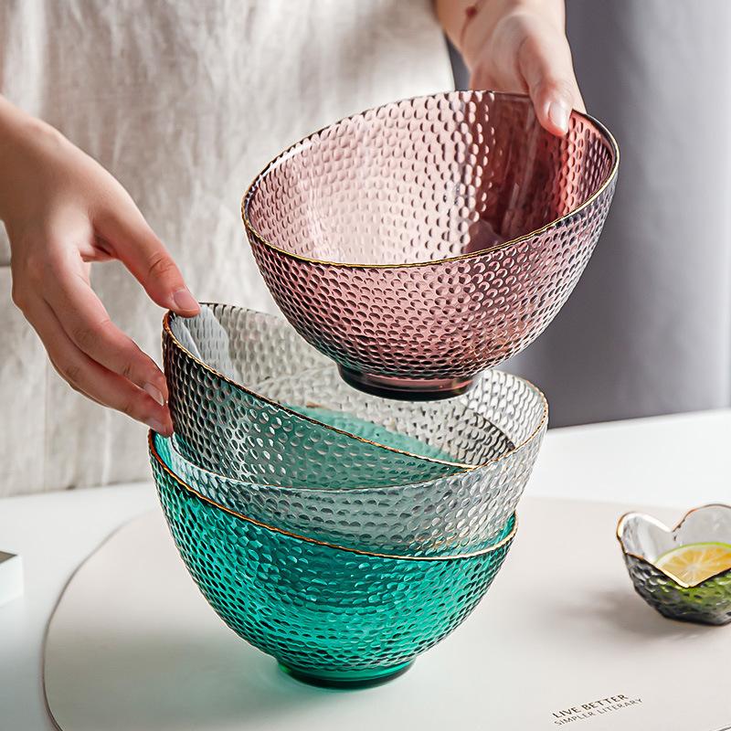 Slanted Glass Bowl Fruits Tray Transparent Snack Display Plate Kitchen Dining Bar Tableware