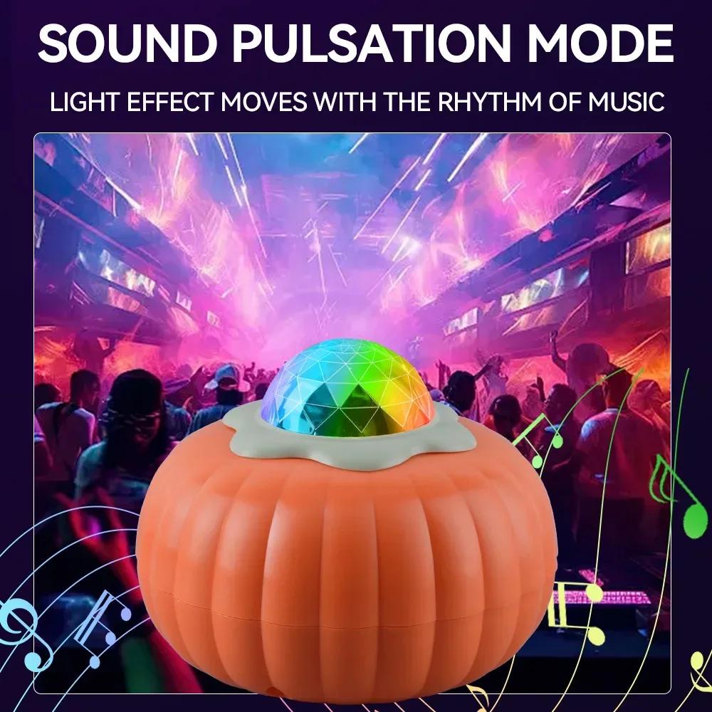 LED Starry Sky Pumpkin Projector Light With Remote Control And Sound-Controlled Auto Rotating Aurora Night Light for Halloween