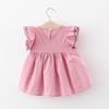 3078 Summer Girls' Korean Cotton Babydoll Dress: Short Puff Sleeves for Infants & Toddlers