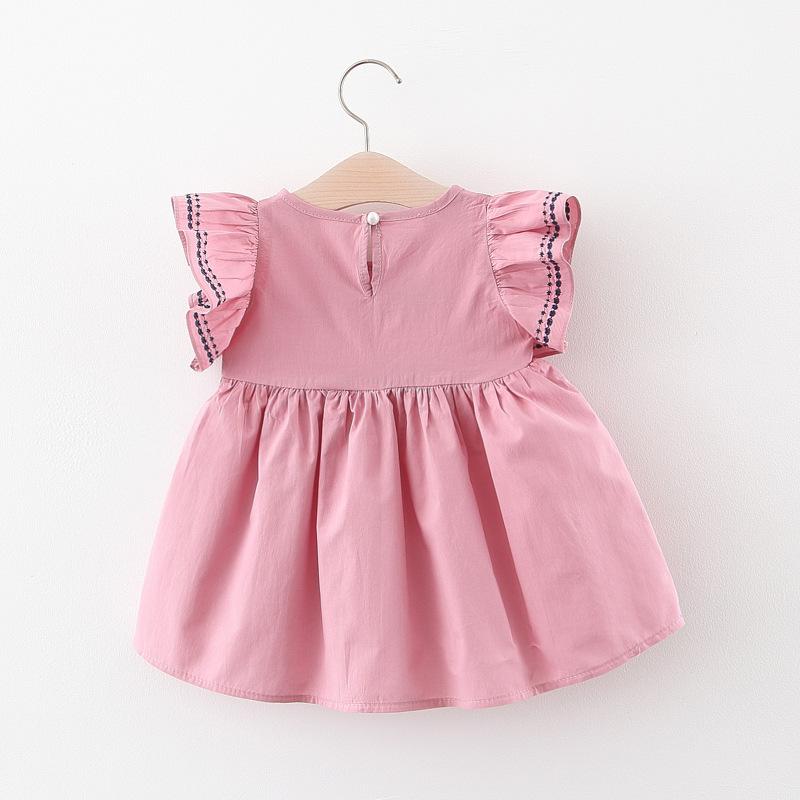 3078 Summer Girls' Korean Cotton Babydoll Dress: Short Puff Sleeves for Infants & Toddlers