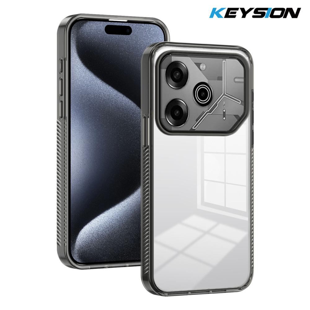 

KEYSION Прозрачный чехол для TECNO Pova 6 Pro 5G Мягкий ТПУ+ПК Нескользящий HD Прозрачный Противоударный Чехол на заднюю панель телефона для Tecno Pova 6 Pro for Tecno Pova 6 Pro чёрный