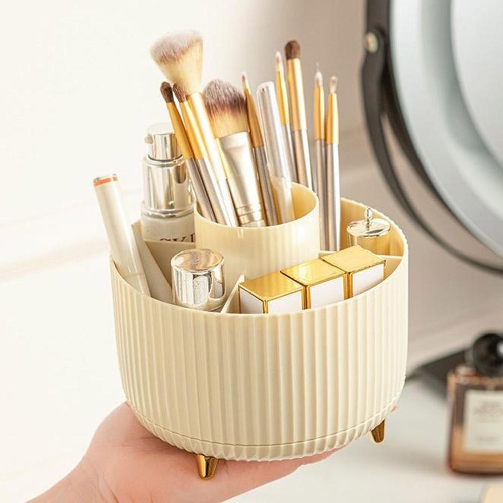 Rotating Cosmetic Organizer Makeup Brush Eyebrow Pencil Holder Desktop Storage Container