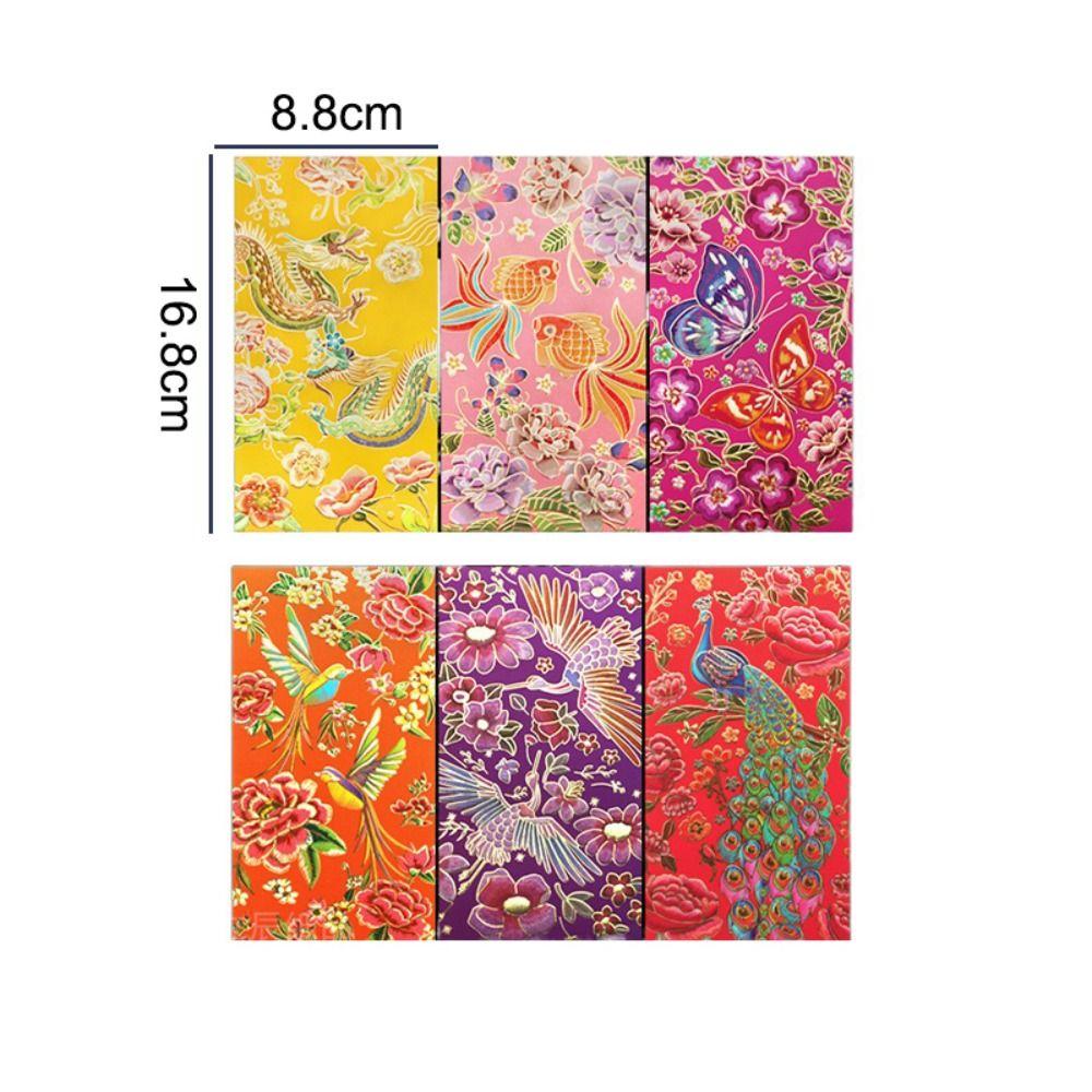 6PCS Vintage Luck Money Envelopes Chinese Style Money Pocket New Year Red Envelope Spring Festival