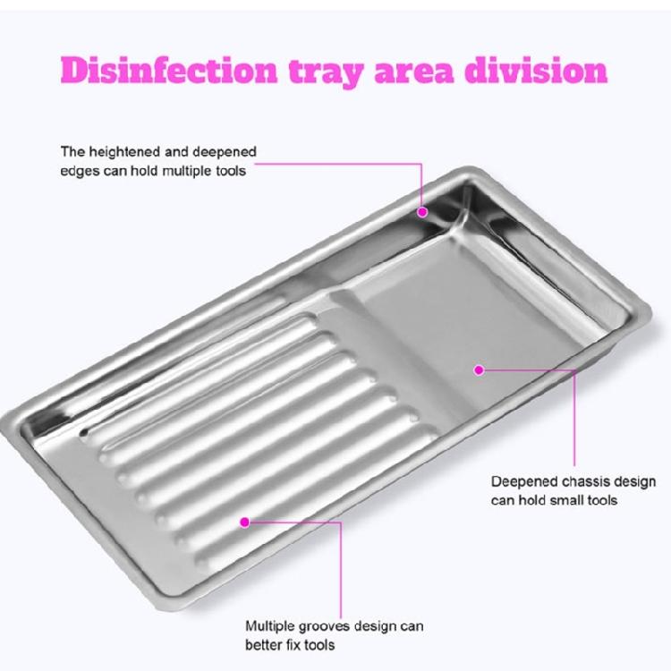 Salon Grade Nail Art Tool Disinfectings Tray Steel Build Spacious Interior Antisilp Base for Safe Sterilizations Tray
