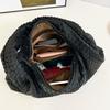 Simple Hand Woven Bag, Women's Fashionable Soft Leather Commuting Shoulder Bag, Versatile and Large Capacity