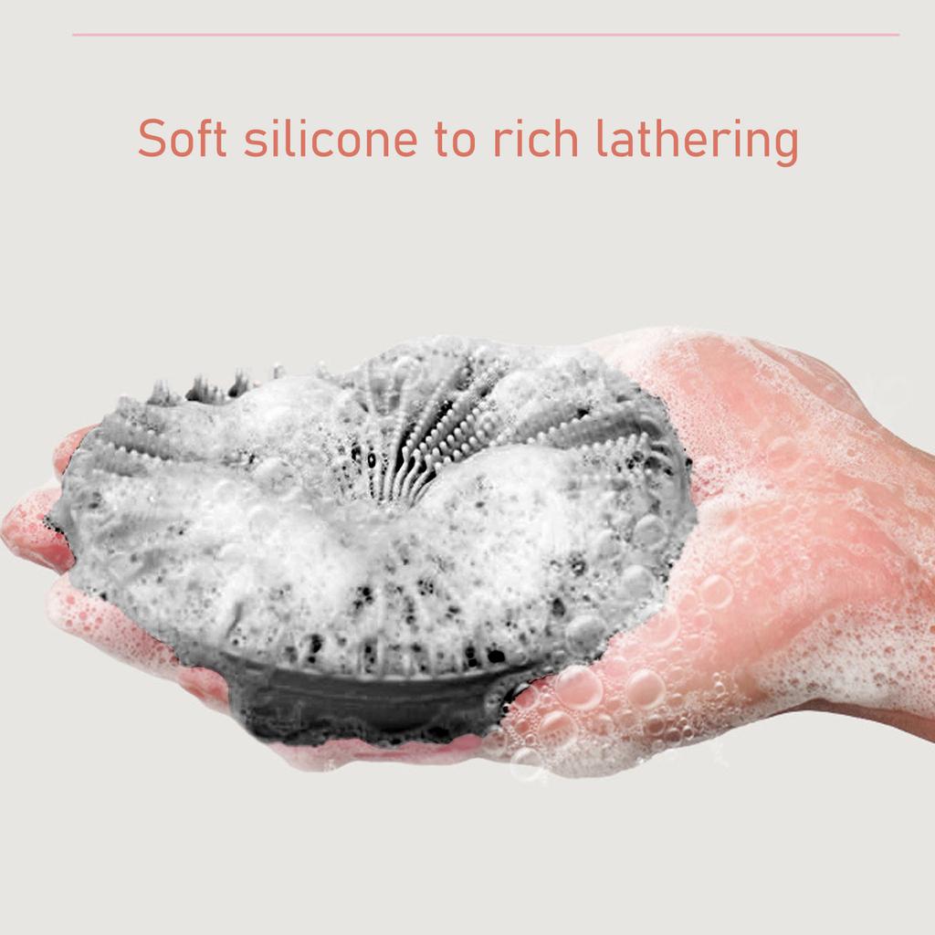 Silicone Bath Body Brush Gentle Exfoliating Body Scrubber Multi Functional Black Round Bathing Brush Facial Cleansing Brus