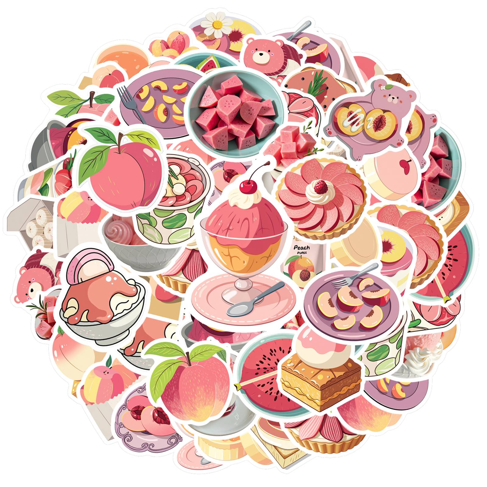 

35pcs-50pcs Cartoon Fruits Stickers Cute Desserts Stickers Stickers For Laptop Luggage Scrapbook Diary DIY