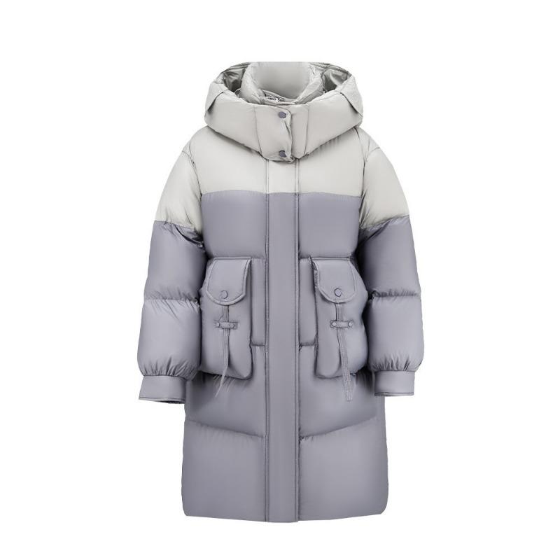 Winter New Long High-end Contrasting Color Down Jacket Thickened Fashionable Casual Cold-resistant Bread Jacket