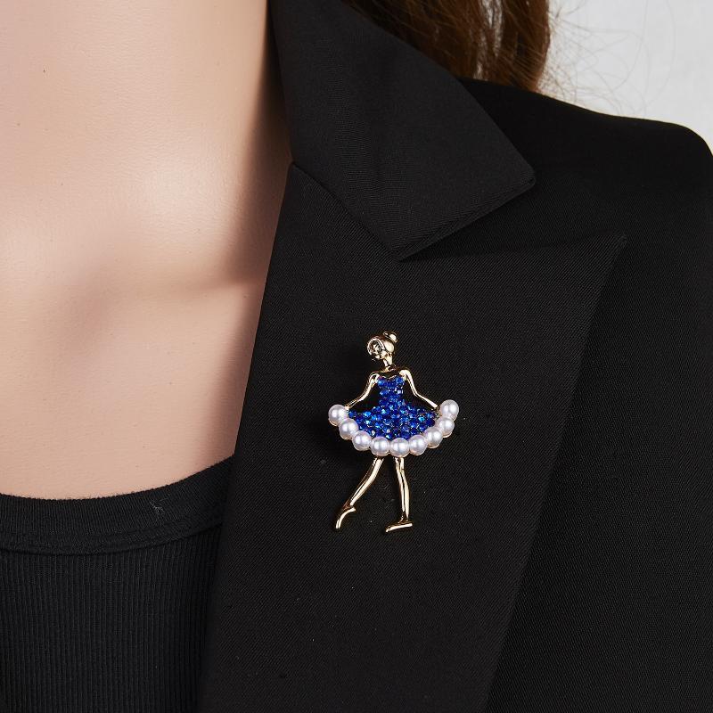 Tanz Ballett Brosche für Damen Rhythmische Sportgymnastik Glitzernder Kristall Zirkon Pins Hochzeitskleid Schmuck