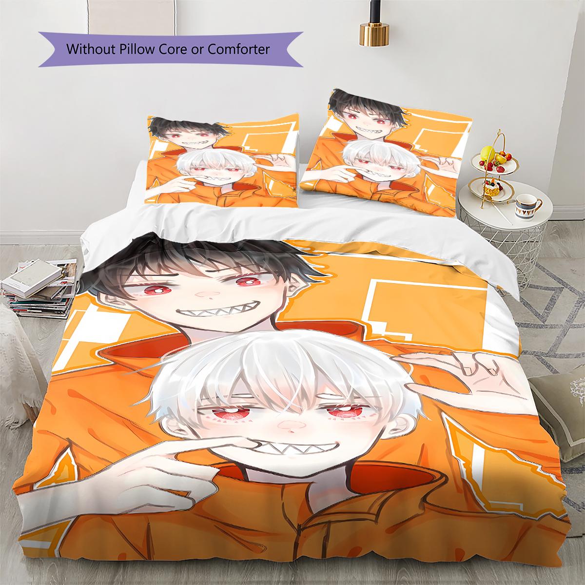 

Fire Force Pattern Bedding,Quilt Set Quilt Cover Pillowcase Home Birthday Gift (1 * duvet cover + 2 * pillowcase, without core) 135x200cm