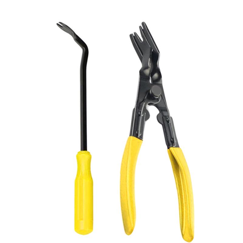 3-Piece Automotive Fastener and Rivet Removal Tool Set: 6-inch & 8-inch Screwdrivers, Pliers for Car Clip and Decorative Opening.