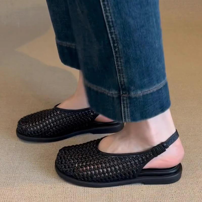 Fashion Mesh Hollow Woven Toe Sandals for Women for Summer Wear New Style with Back Straps and Soft Soles for Beach Roman Shoes