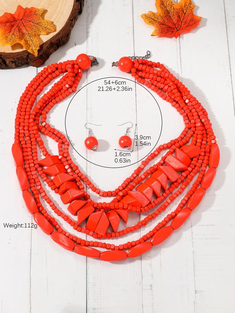 New Bohemian Handmade Beaded Seed Bead Necklace European American Exaggerated Retro Style Women Jewelry