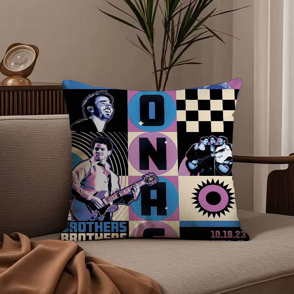 Band J-JONAS B-BROTHERS Pillow Case Anti-dustmite Pillowcase Invisible Zipper Silky Short Plush Sofa Cushion Cover