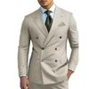 Man 2 Piece Outfit Set Collar Double Breasted High-Quality Slim Jacket Pants for Wedding Men's Suit with Peak Lapel Summer Beach