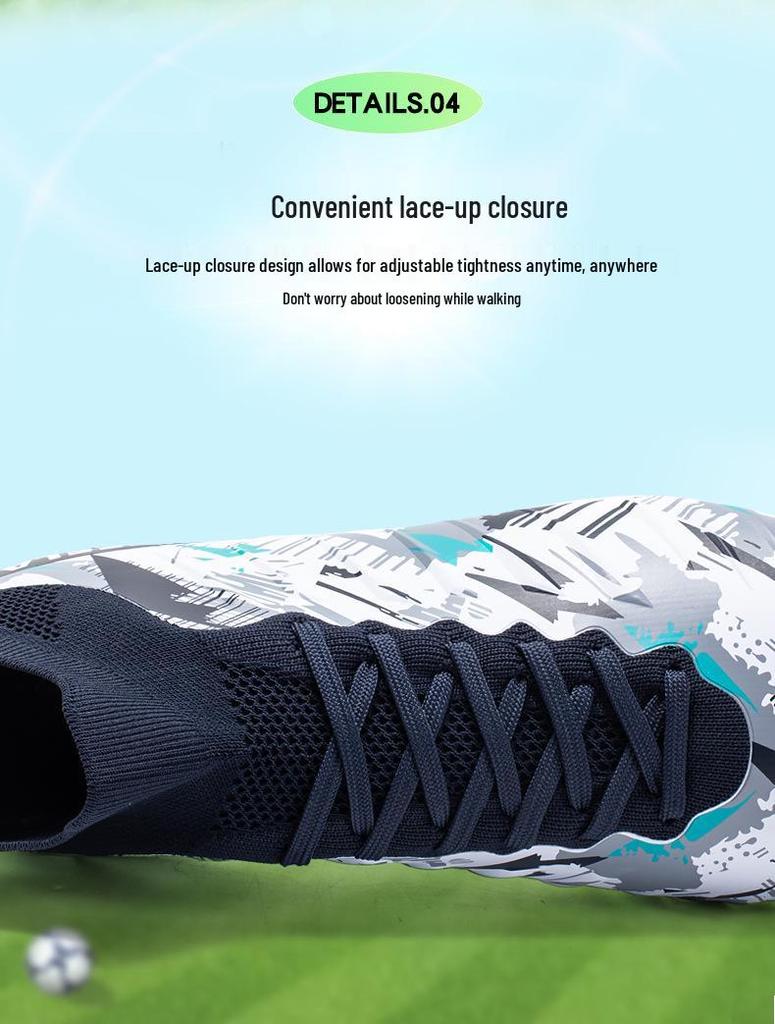 2024 Men's Fly-Knit High-Top Soccer Shoes with Breathable Sock Liner for Professional Turf Training