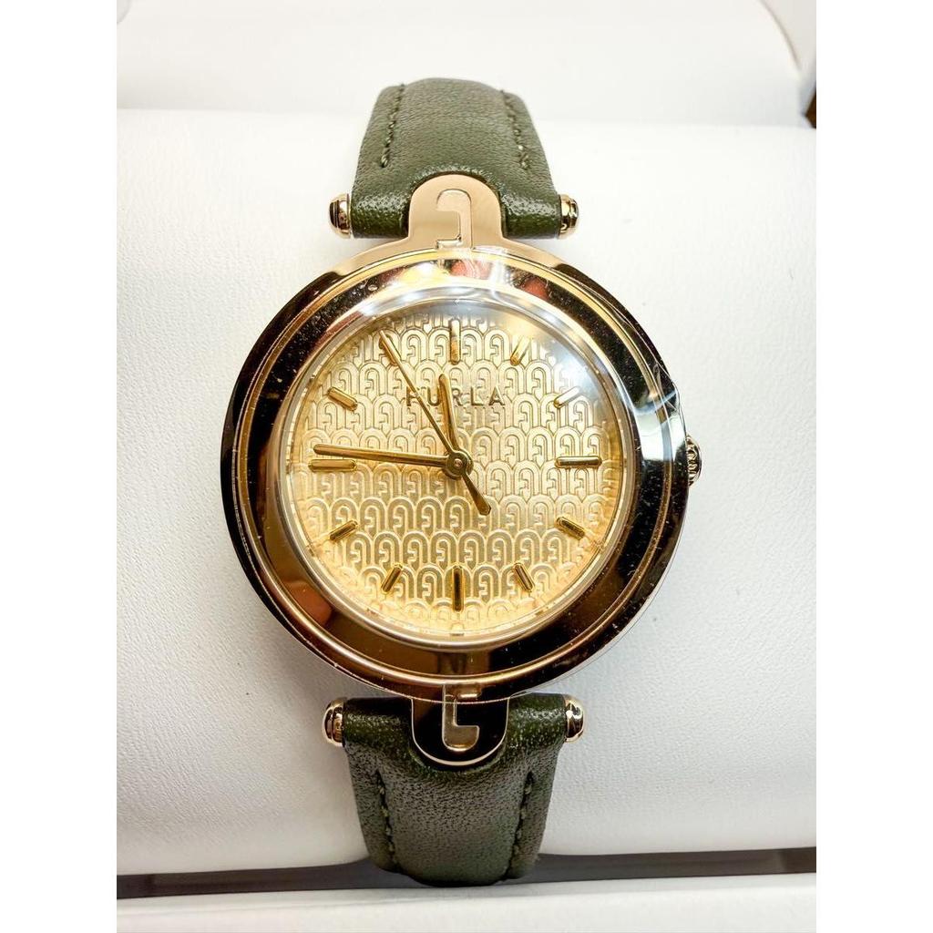 Used [New] FURLA Women's Watch Gold Dark Green WW00050015L2