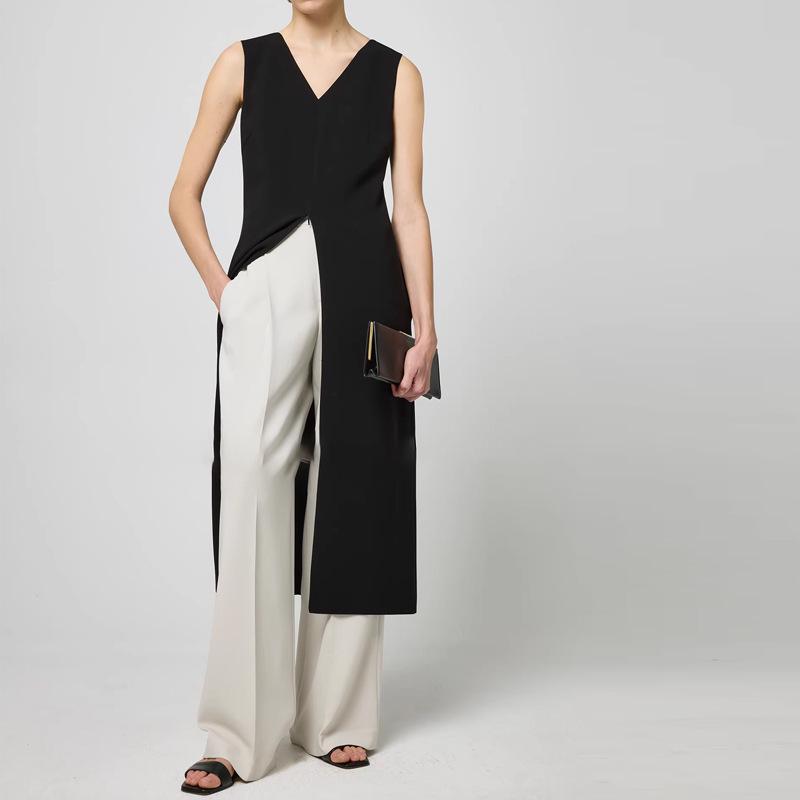 

KEI Japanese Triacetate Double-Sided Slub Knit Multi-Wear Zipper Vest Dress Set S