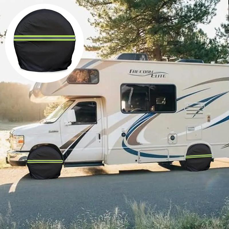 2PC RV Car Tire Protectors Universal With Reflective Strips Better Protection Waterproof Lighting Conditions