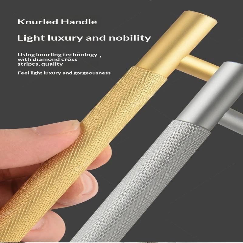 Nordic Wardrobe Handles–Gold Copper & Black Drawer Knobs Extended American-Style Aluminum Alloy Cabinet Pulls Furniture Hardware
